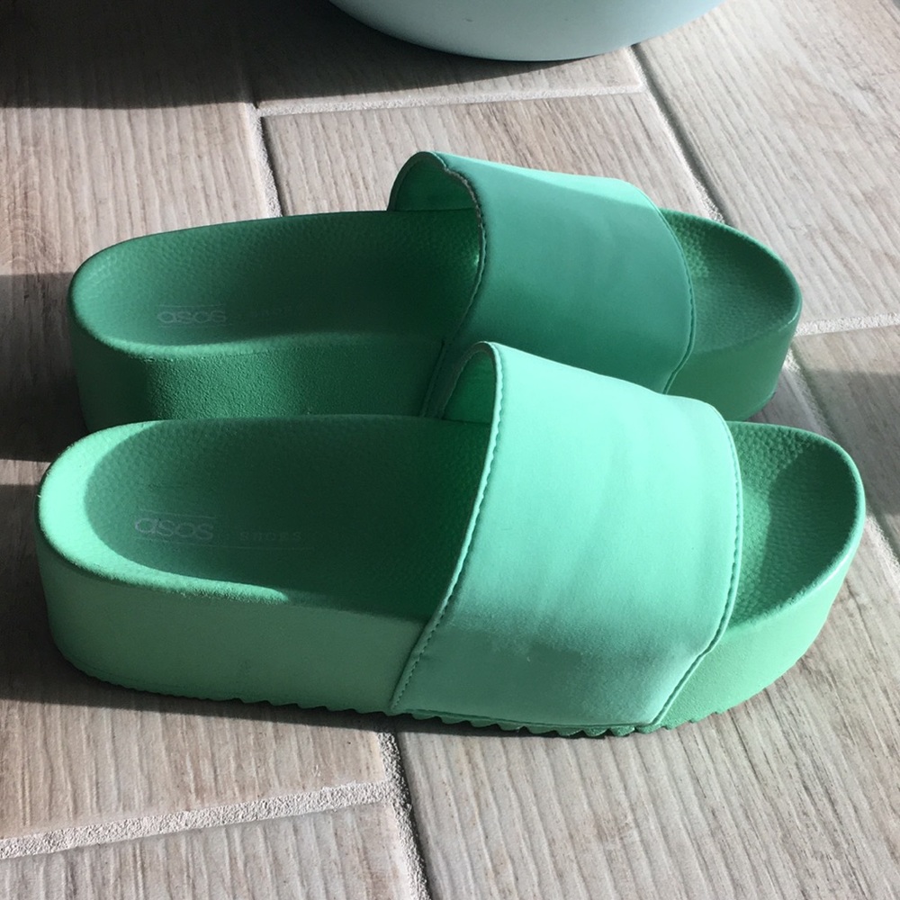 ASOS Green Flatform Slide Sandals 8